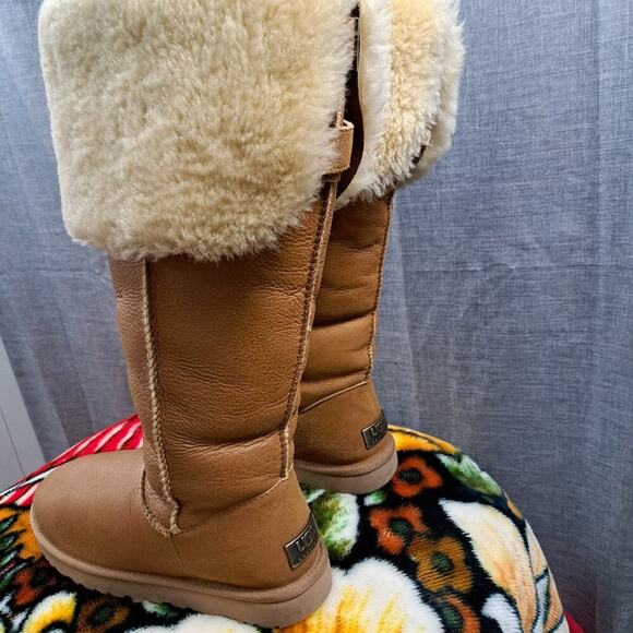 UGG AUSTRALIA DEVANDRA TALL BOOT 1008850 WOMEN SIZE 9 WALNUT BROWN LEATHER - Picture 6 of 16